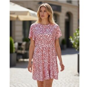 Tickled Teal Floral Dress Size Large White/Red